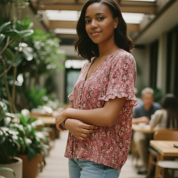 Cece Short Sleeve Pink Blouse - Picture 1 of 5
